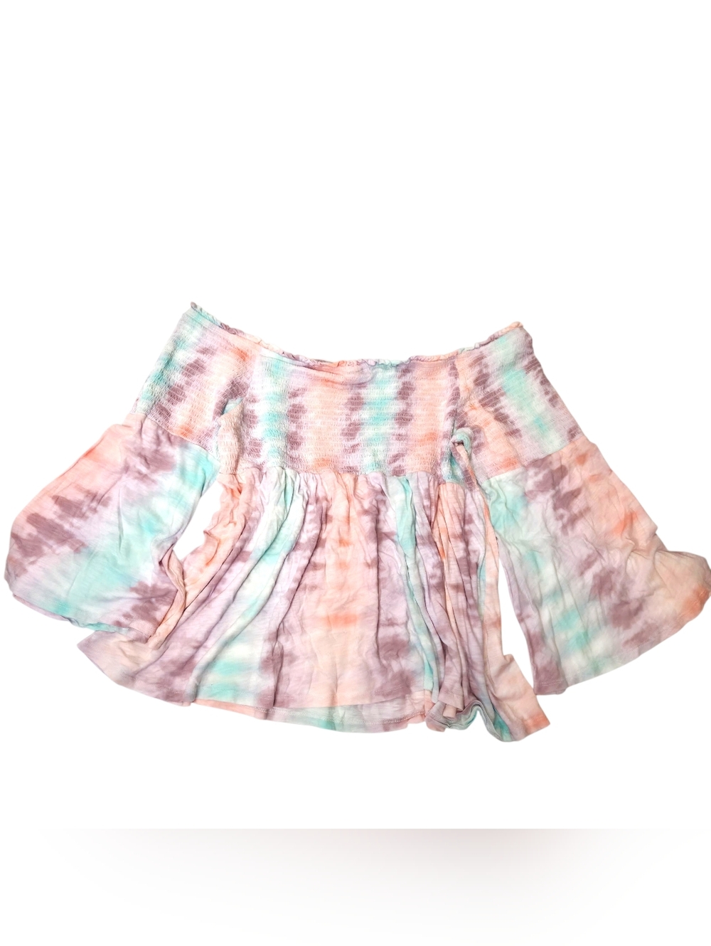 Torrid Pastel Tie-Dye Smocked Off-the-Shoulder Top - Pink, Peach, Mint Size 3X